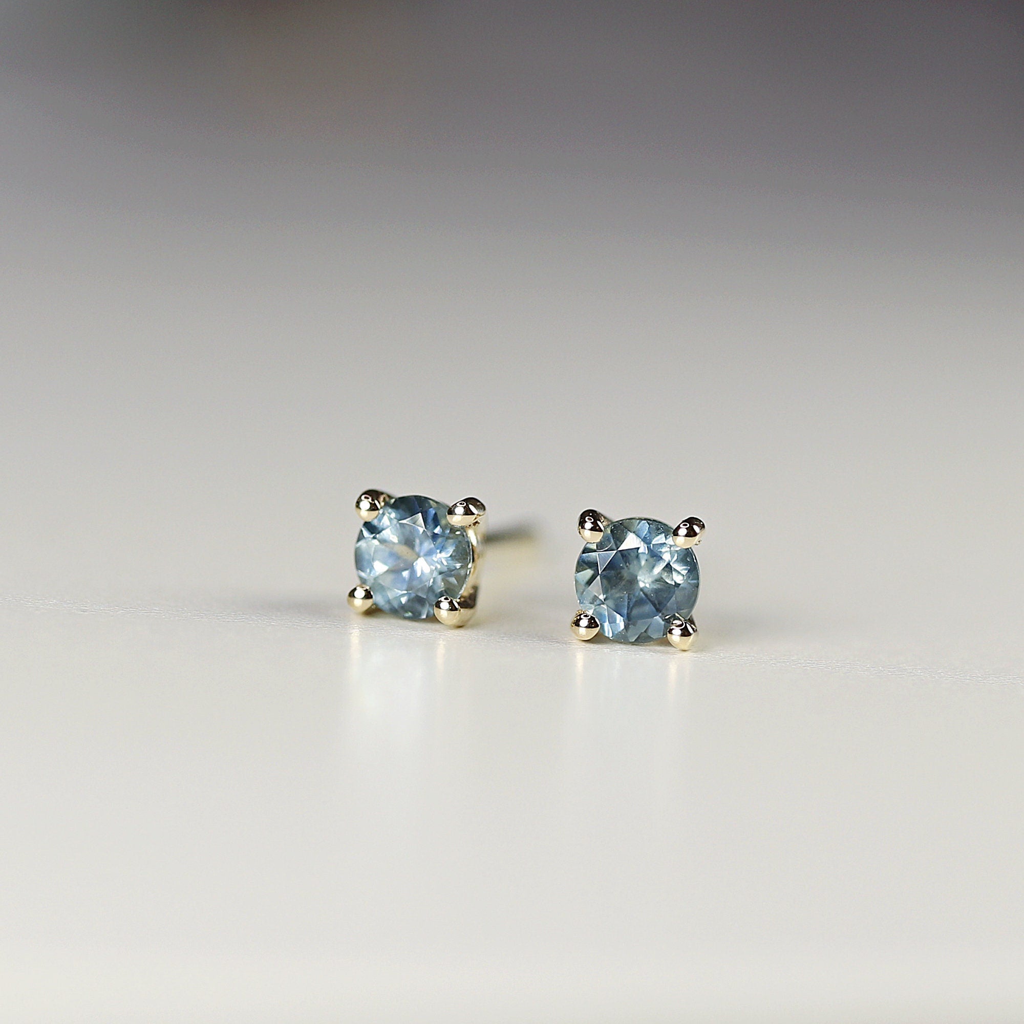 Blue Montana Sapphire Earrings 14k Gold