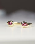 18k Solid Gold Pink Tourmaline Ring, Open Cuff Ring