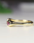 18k Solid Gold Pink Tourmaline Ring, Open Cuff Ring