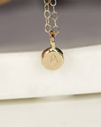 14k Solid Gold Rustic Pebble Initial Necklace