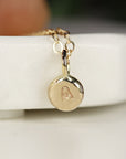 14k Solid Gold Rustic Pebble Initial Necklace - Melt'm Jewelry