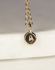 14k Solid Gold Rustic Pebble Initial Necklace