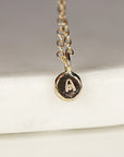 14k Solid Gold Rustic Pebble Initial Necklace - Melt'm Jewelry