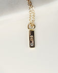 14k Solid Gold Vertical Bar Initial Necklace - Melt'm Jewelry