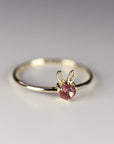 October Birthstone Bunny Ring 14k Gold - Opal or Pink Tourmaline - Melt'm Jewelry