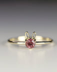 October Birthstone Bunny Ring 14k Gold - Opal or Pink Tourmaline - Melt'm Jewelry