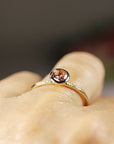 Dainty Pink Tourmaline Ring, 14k Solid Gold Blush Solitaire Ring With Diamonds - Melt'm Jewelry