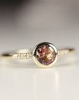 Dainty Pink Tourmaline Ring, 14k Solid Gold Blush Solitaire Ring With Diamonds - Melt'm Jewelry