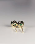 14k Gold Bezel Set Emerald Stud Earrings