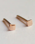 2mm Square Gold Stud Earrings (Solid Yellow or Rose Gold - SINGLE or PAIR) - Melt'm Jewelry