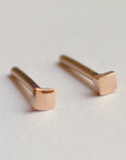 2mm Square Gold Stud Earrings (Solid Yellow or Rose Gold - SINGLE or PAIR) - Melt'm Jewelry