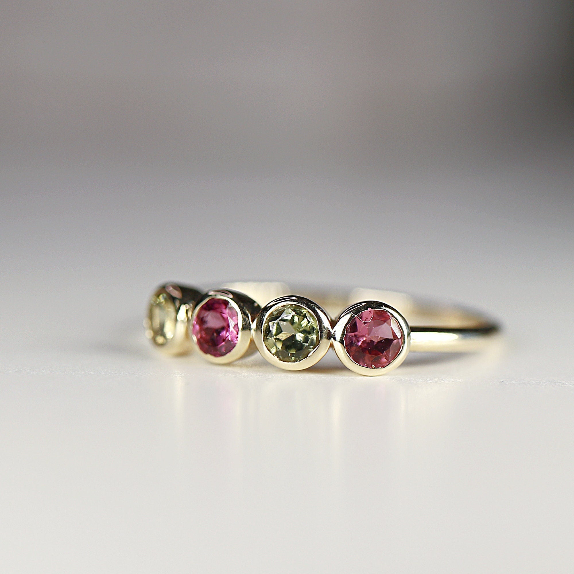 Pink and Green Tourmaline Ring - Melt'm Jewelry