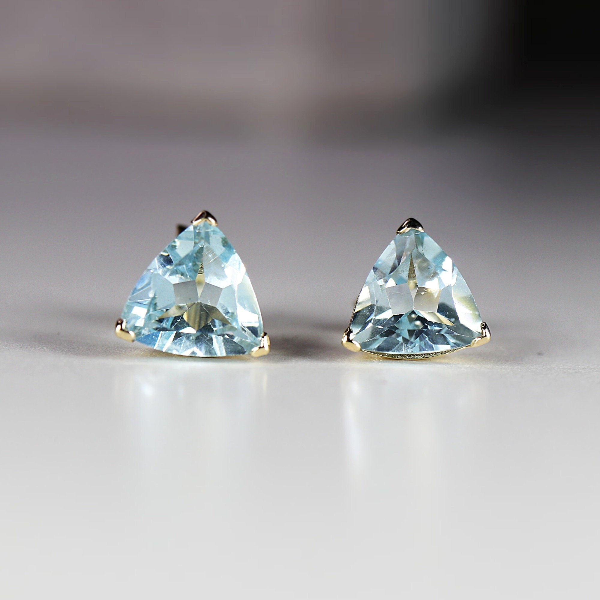 14k Gold Trillion Blue Topaz Earrings - Melt'm Jewelry