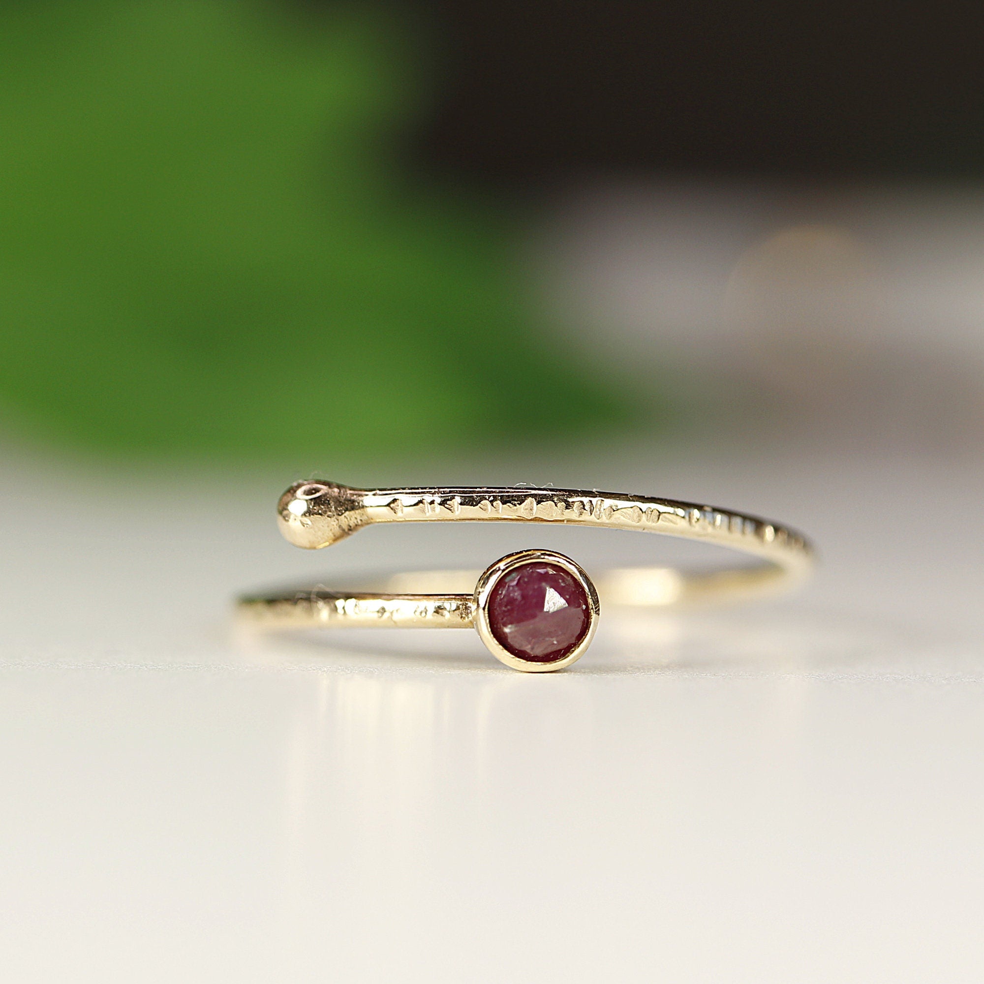 Ruby Ring 14k Solid Gold, July Birthstone Ring