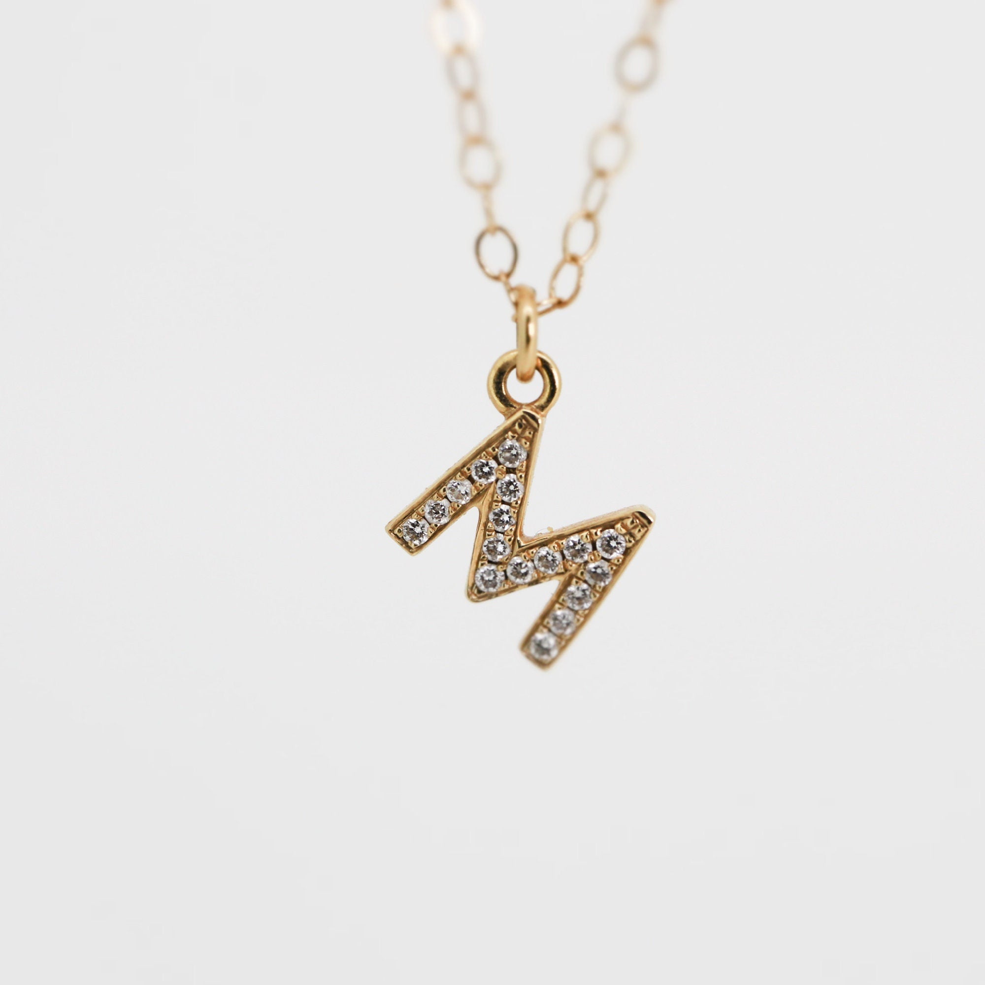 Genuine Diamond Initial Necklace 14k Gold - Melt'm Jewelry