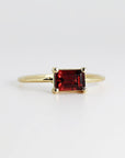 14k Gold East West Garnet Ring