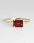 14k Gold East West Garnet Ring