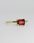 14k Gold East West Garnet Ring