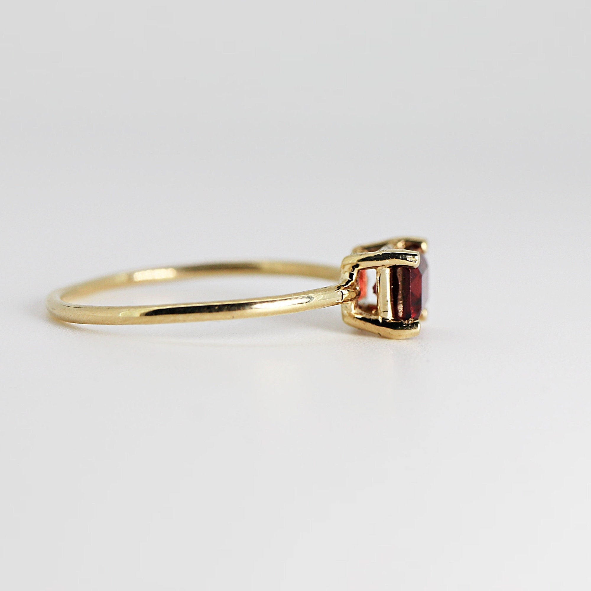 14k Gold East West Garnet Ring - Melt'm Jewelry
