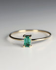 14k Gold Dainty Emerald Cut Emerald Ring - Melt'm Jewelry