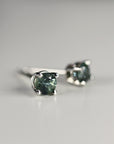 Teal Green Montana Sapphire Stud Earrings 14k Gold