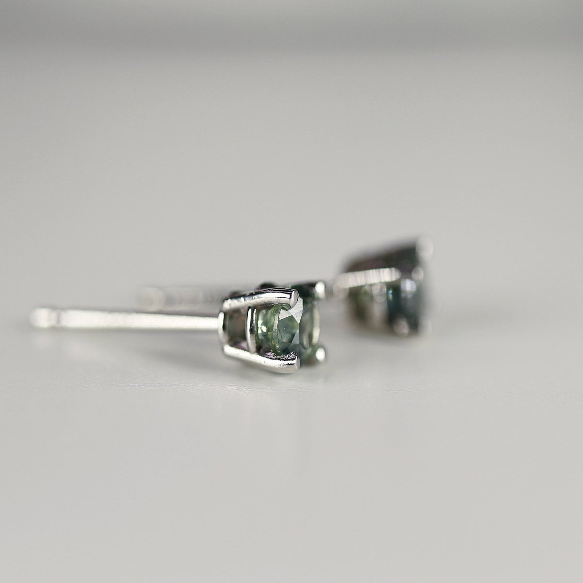 Teal Green Montana Sapphire Stud Earrings in 14k Gold - Melt'm Jewelry