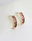 Pink Tourmaline Hoop Earrings 14k Gold - Melt'm Jewelry