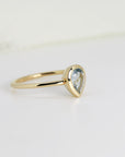 Pear Aquamarine Ring, Bezel Set 14k Gold Ring