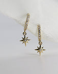 Diamond Northstar Hoop Earrings (SINGLE or PAIR) - Melt'm Jewelry