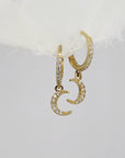 Diamond Moon Hoop Earrings (SINGLE or PAIR) - Melt'm Jewelry