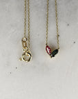 Marquise Pink Tourmaline and Green Tourmaline Necklace 14k Solid Gold - Melt'm Jewelry