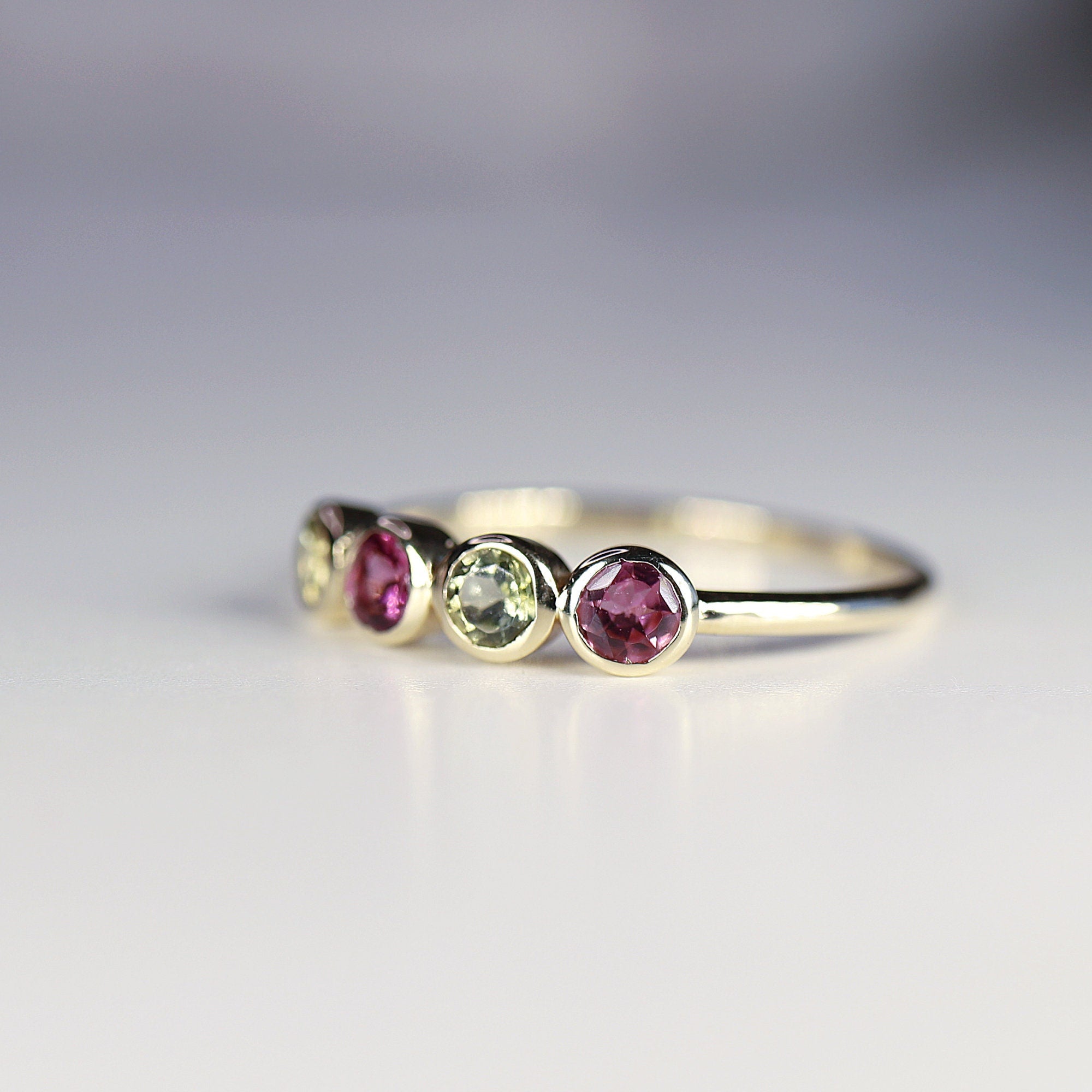 Pink and Green Tourmaline Ring