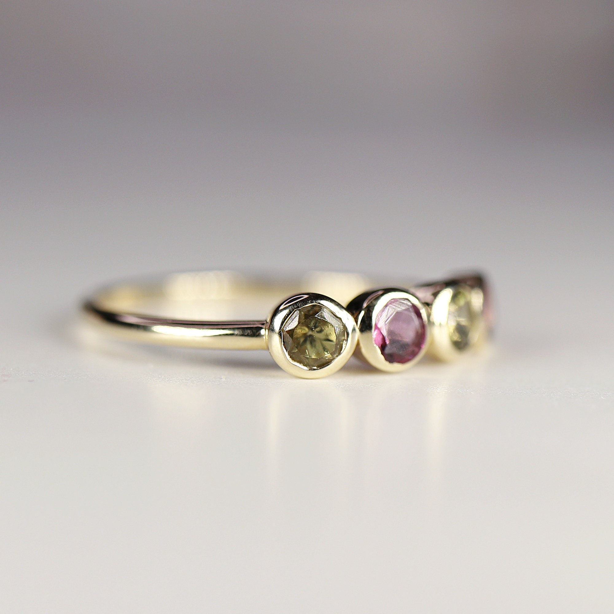 Pink and Green Tourmaline Ring