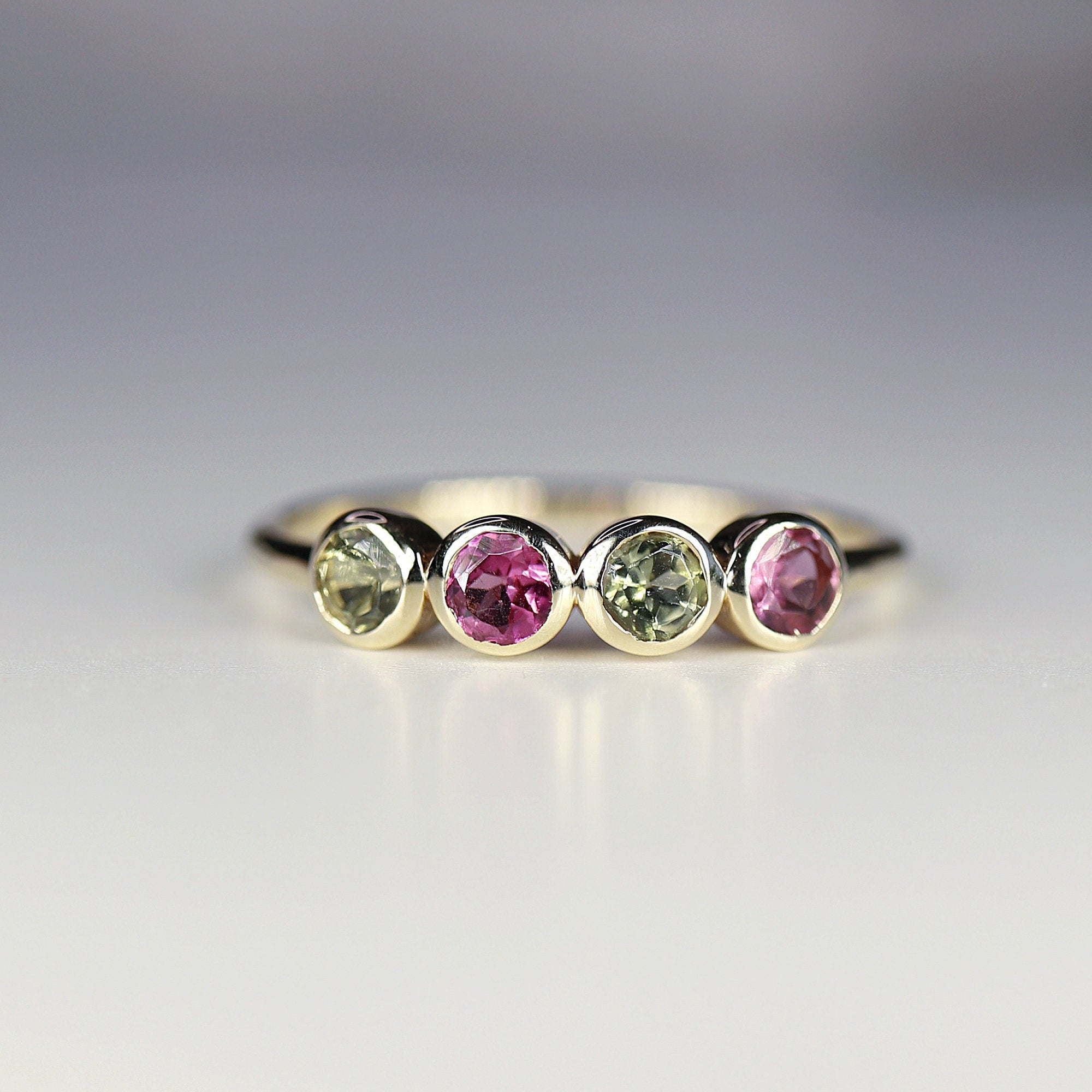 Pink and Green Tourmaline Ring