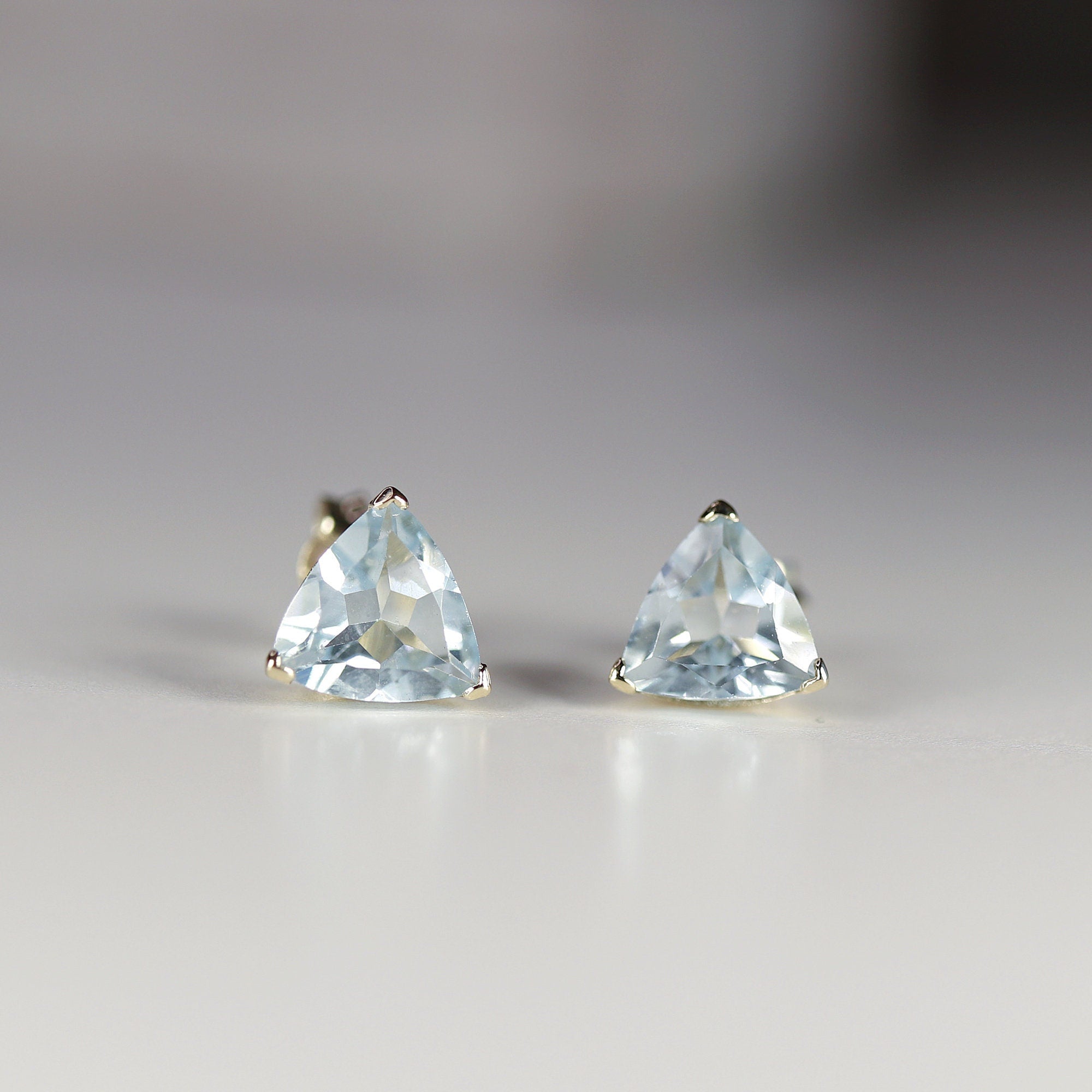 14k Gold Trillion Blue Topaz Earrings - Melt'm Jewelry