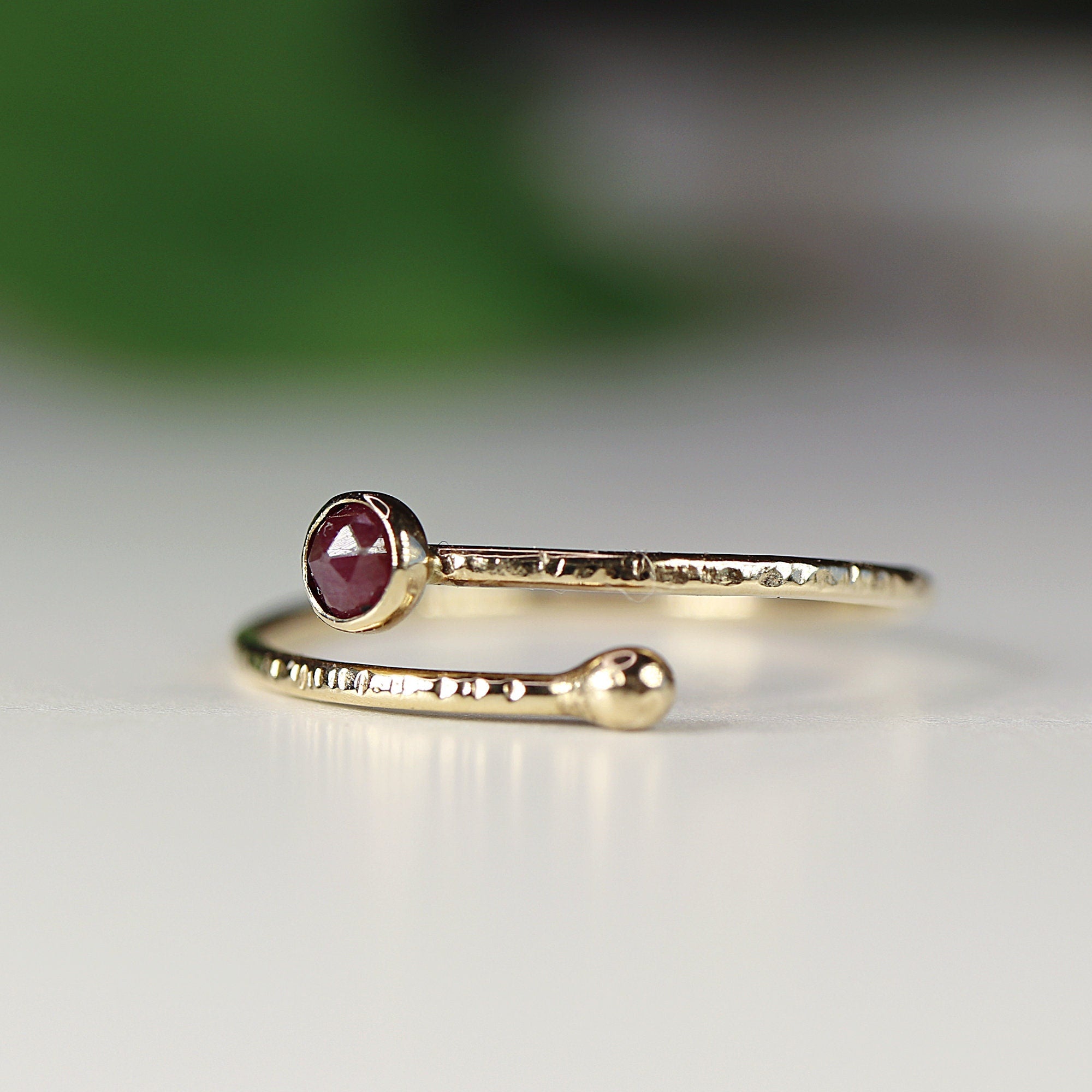 Ruby Ring 14k Solid Gold, July Birthstone Ring - Melt'm Jewelry