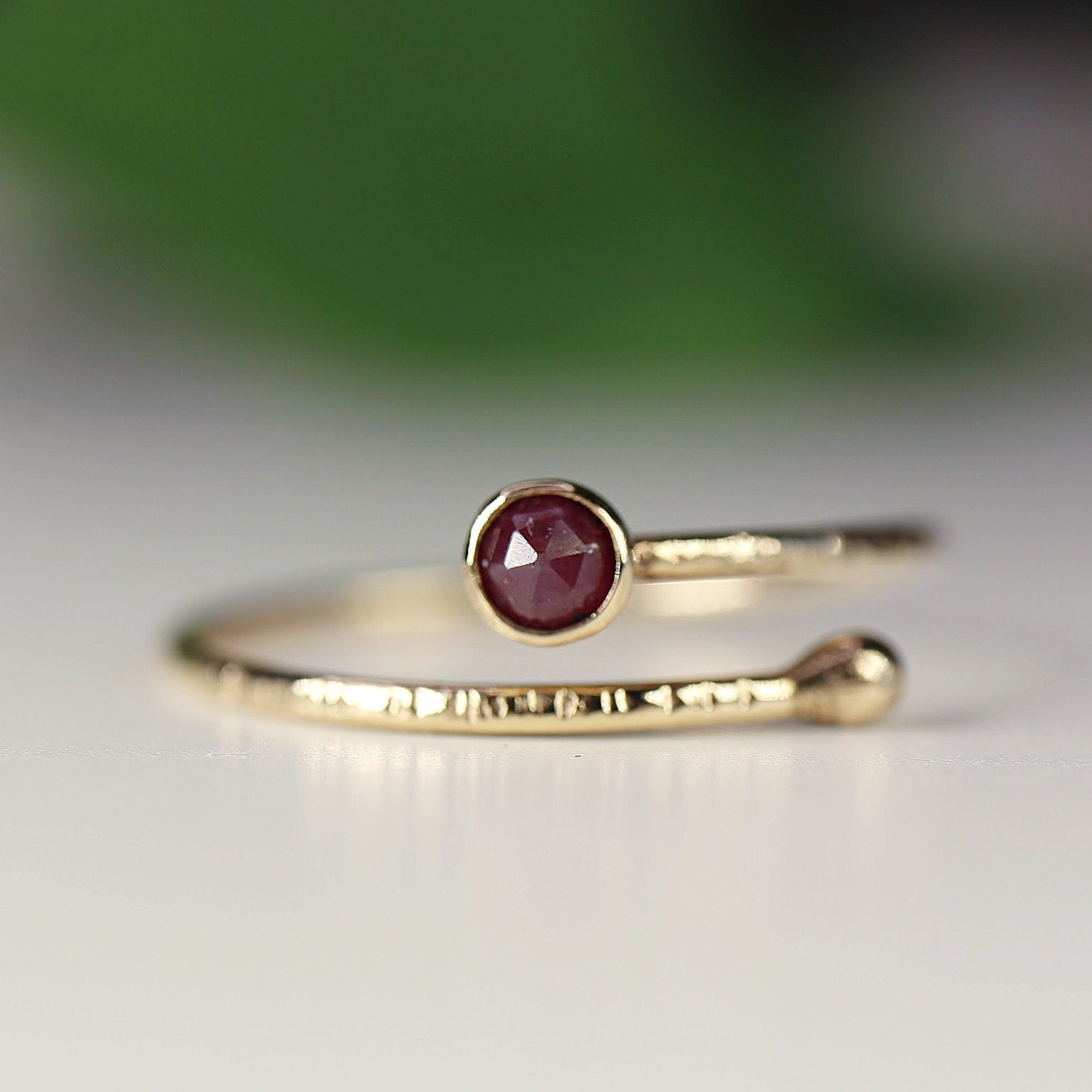 Ruby Ring 14k Solid Gold, July Birthstone Ring