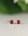 Delicate Ruby Stud Earrings 14k Gold