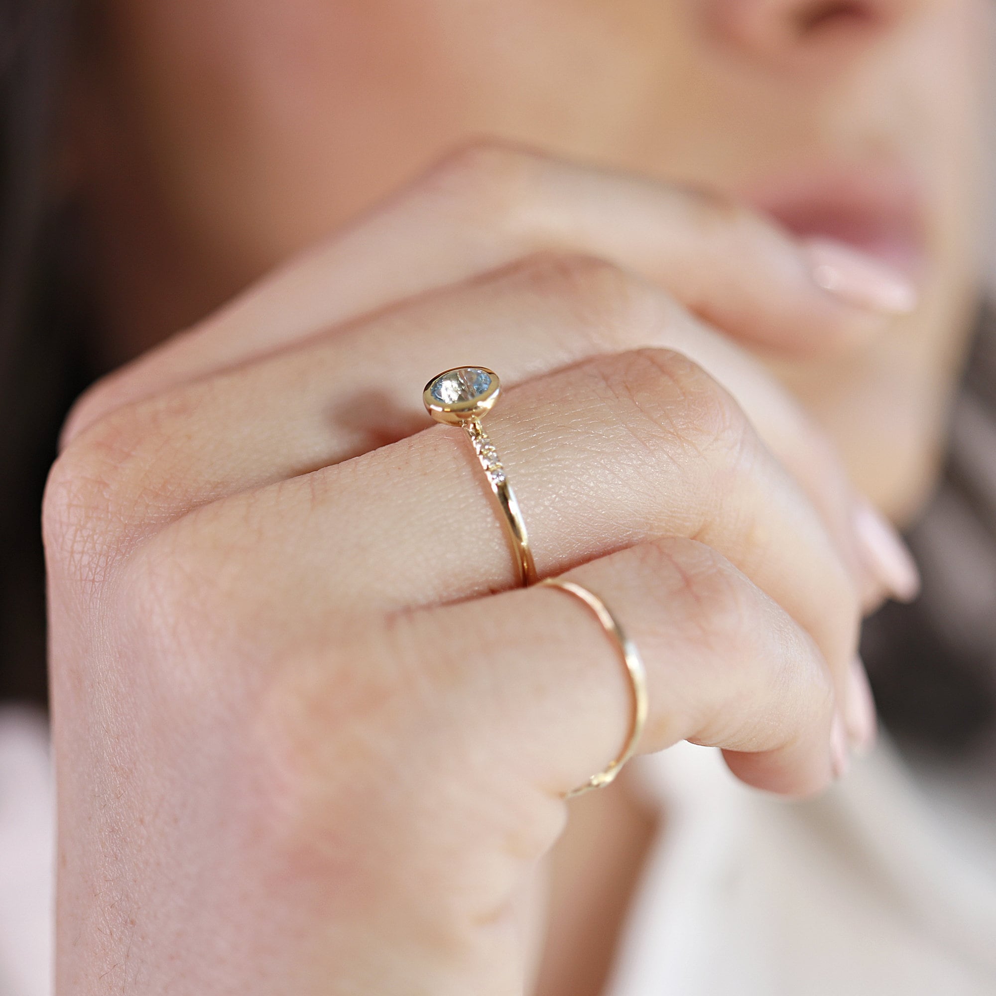 Aquamarine Engagement Ring in 14k Gold - Melt'm Jewelry