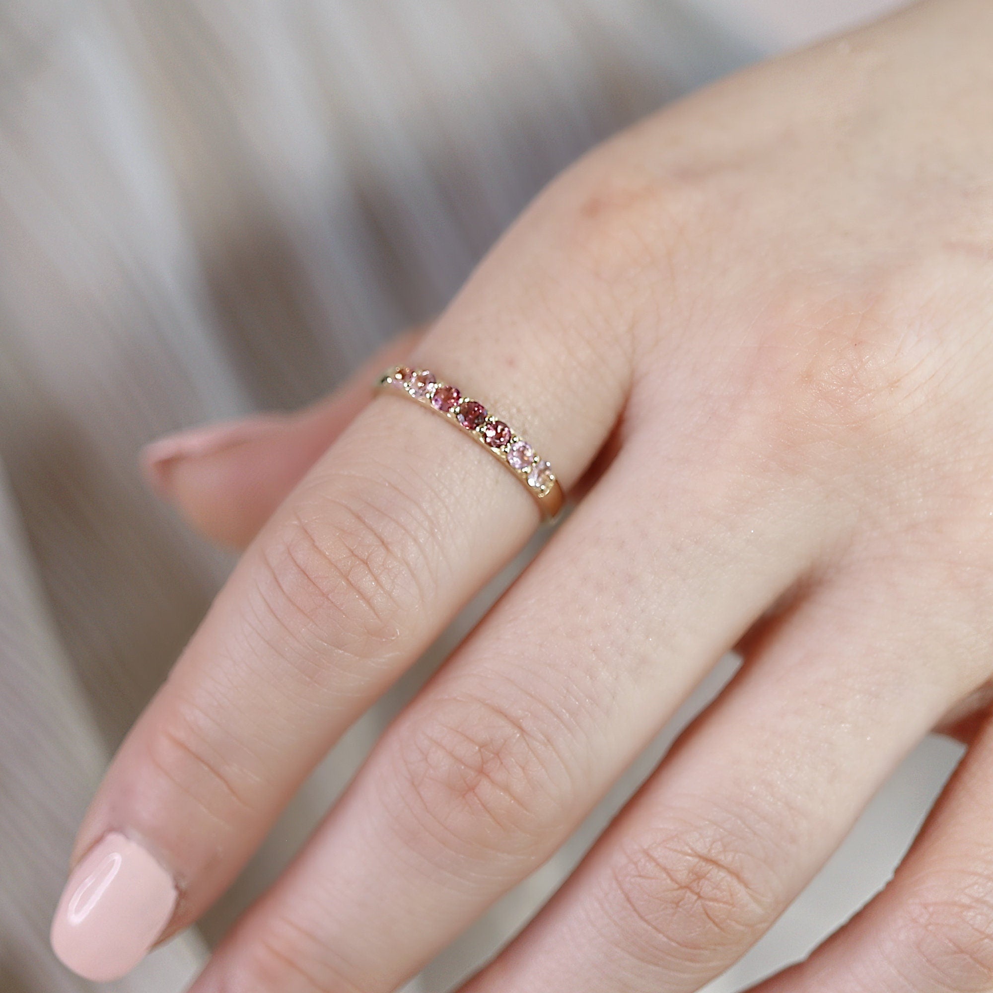 Ombre Ring Band in 14k Solid Gold