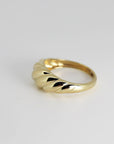 14k Solid Gold Croissant Ring, Chunky Dome Ring - Melt'm Jewelry