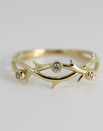 Diamond Twig Wedding Ring 14k Solid