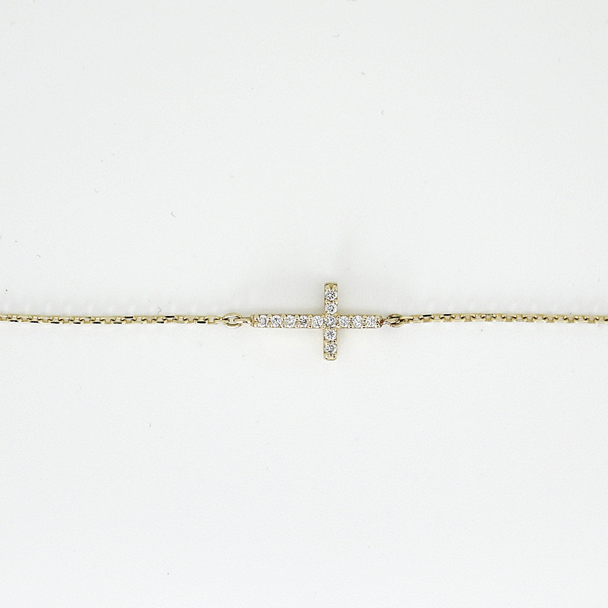 14k Gold Diamond Cross Bracelet