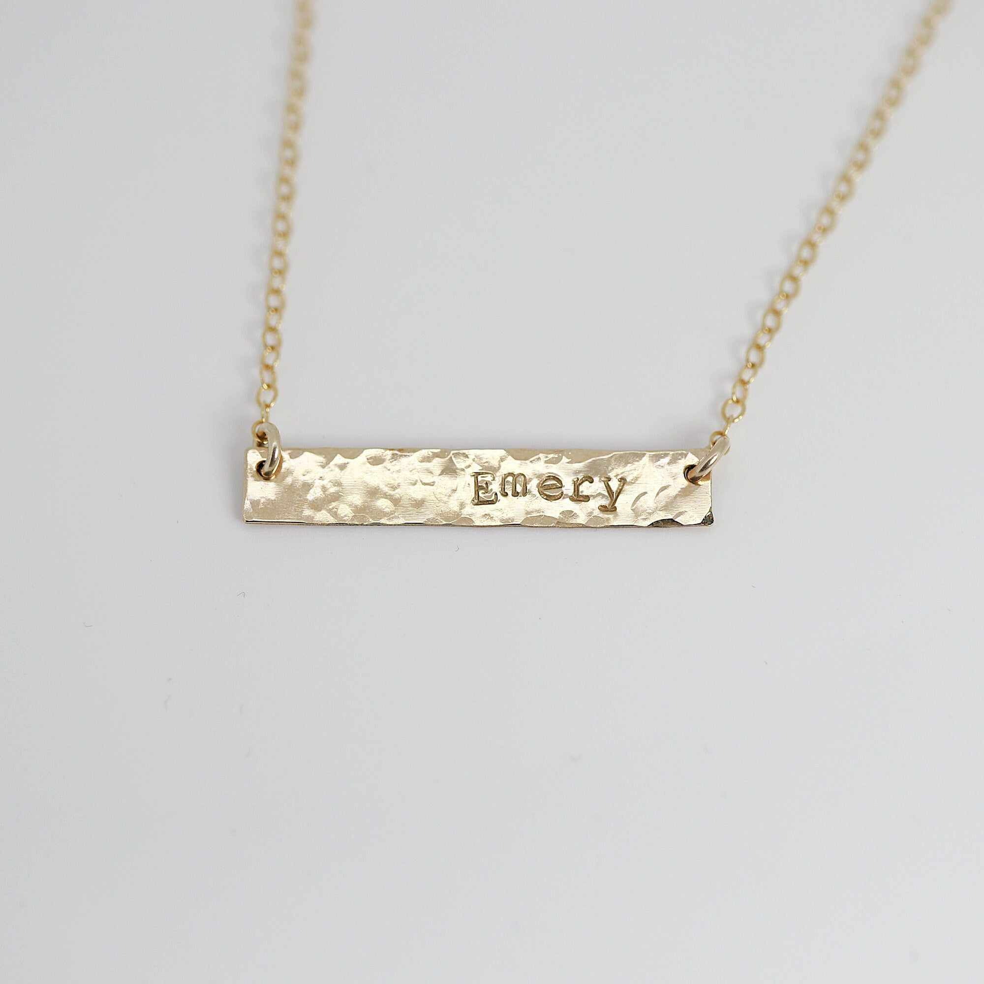 Personalized Gold or Sterling Silver Bar Necklace