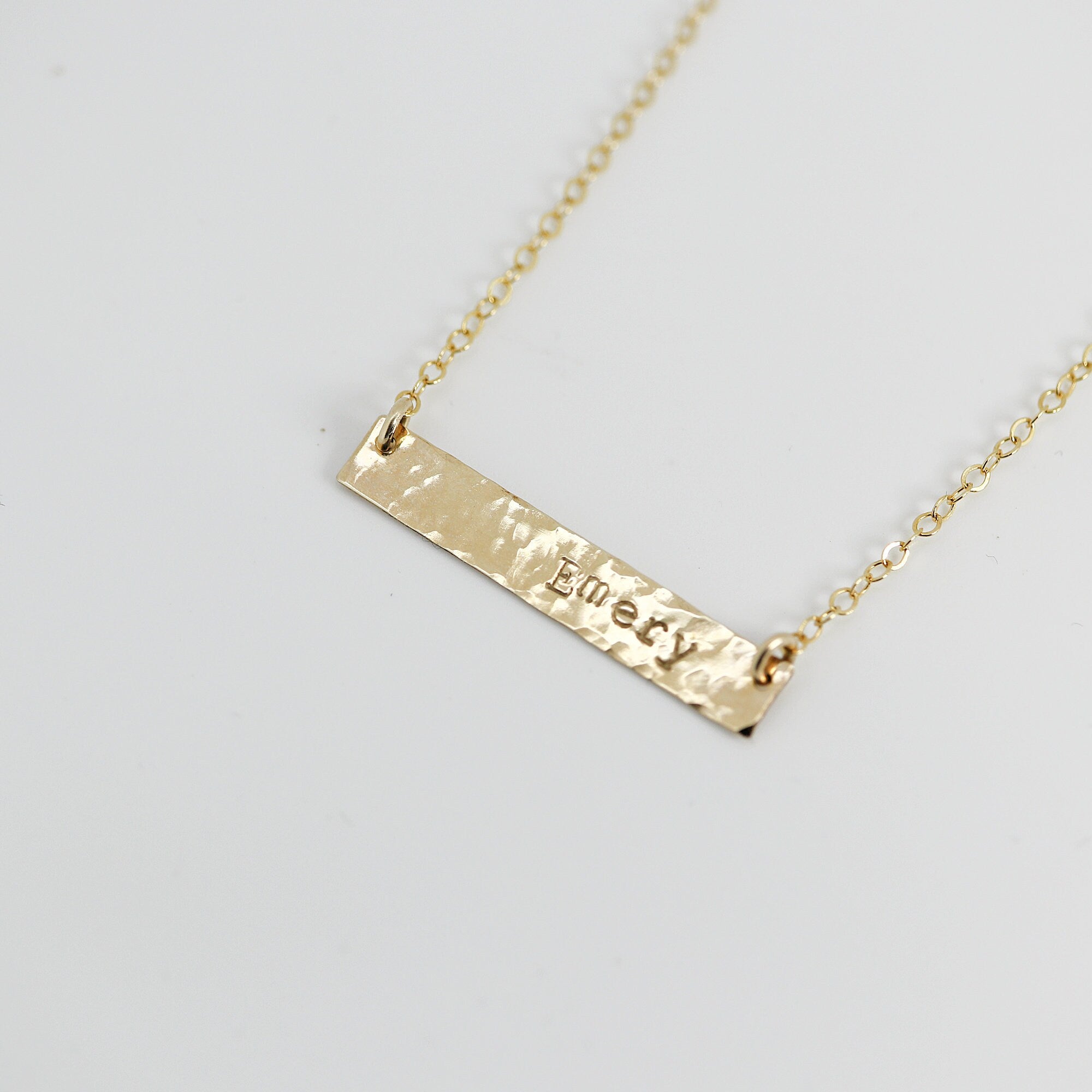 Personalized Gold or Sterling Silver Bar Necklace