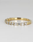 Shared Prong Diamond Wedding Band, 14k Solid Gold Floating Diamond Ring