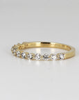 Shared Prong Diamond Wedding Band, 14k Solid Gold Floating Diamond Ring - Melt'm Jewelry