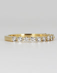 Shared Prong Diamond Wedding Band, 14k Solid Gold Floating Diamond Ring