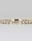 Shared Prong Diamond Wedding Band, 14k Solid Gold Floating Diamond Ring - Melt'm Jewelry