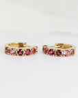 Pink Tourmaline Hoop Earrings 14k Gold - Melt'm Jewelry